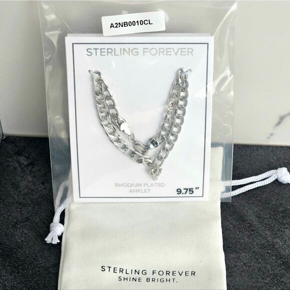 STERLING FOREVER 9.75" EXIE CHAIN ANKLET BUNDLE Silver - Msrp $52 - Picture 7 of 16